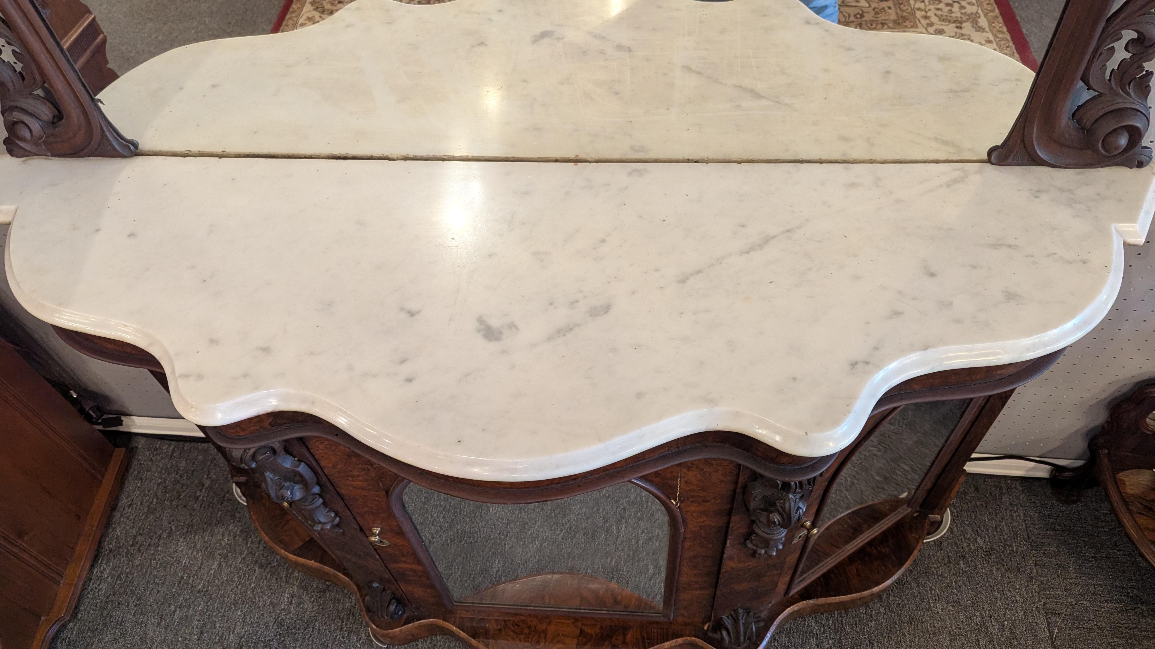 American Early Victorian Marble top Console with Mirror
