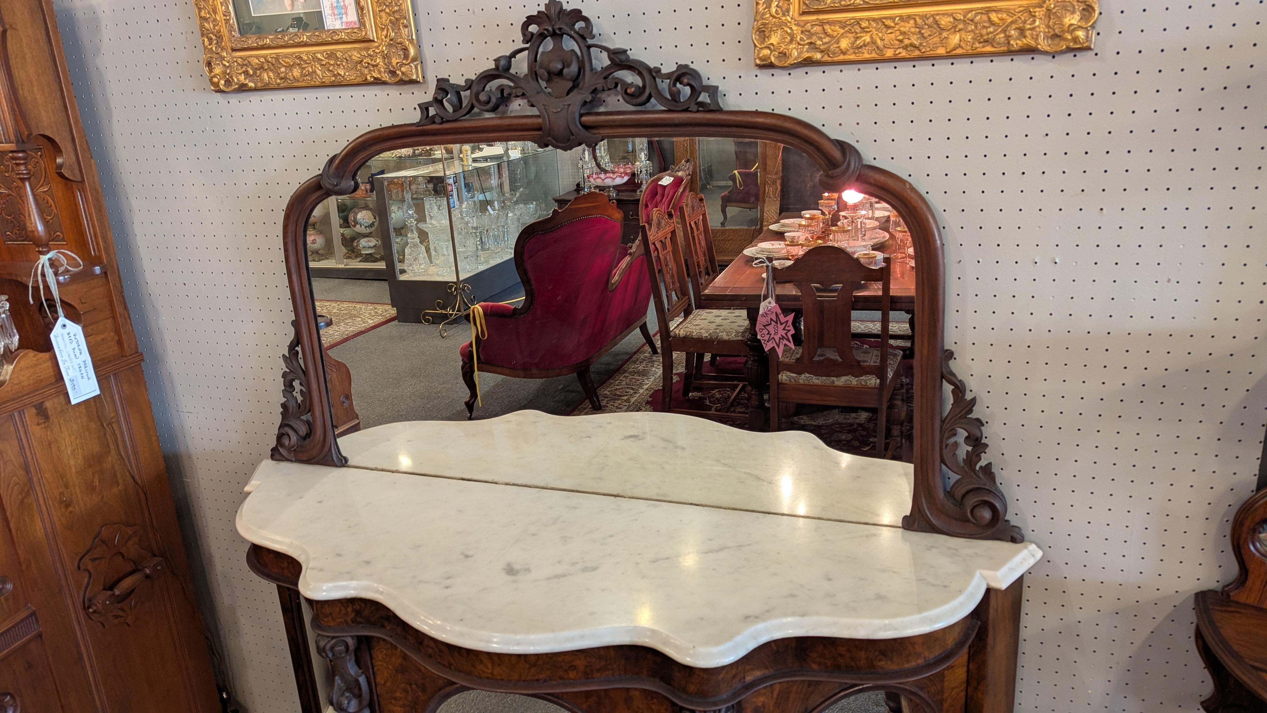 19th Century Early Victorian Marble top Console with Mirror