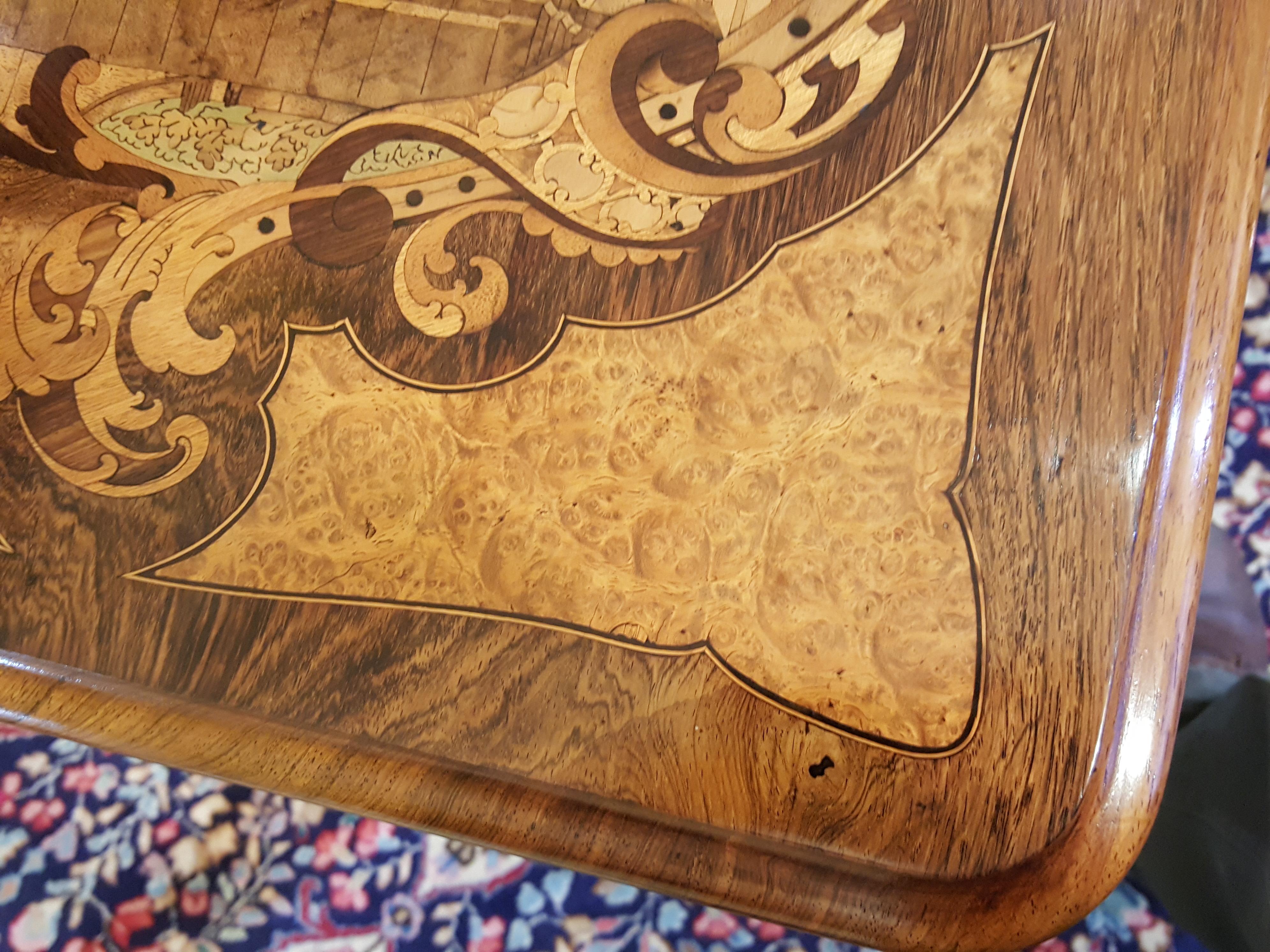 High Victorian Early Victorian Marquetry Centre Table