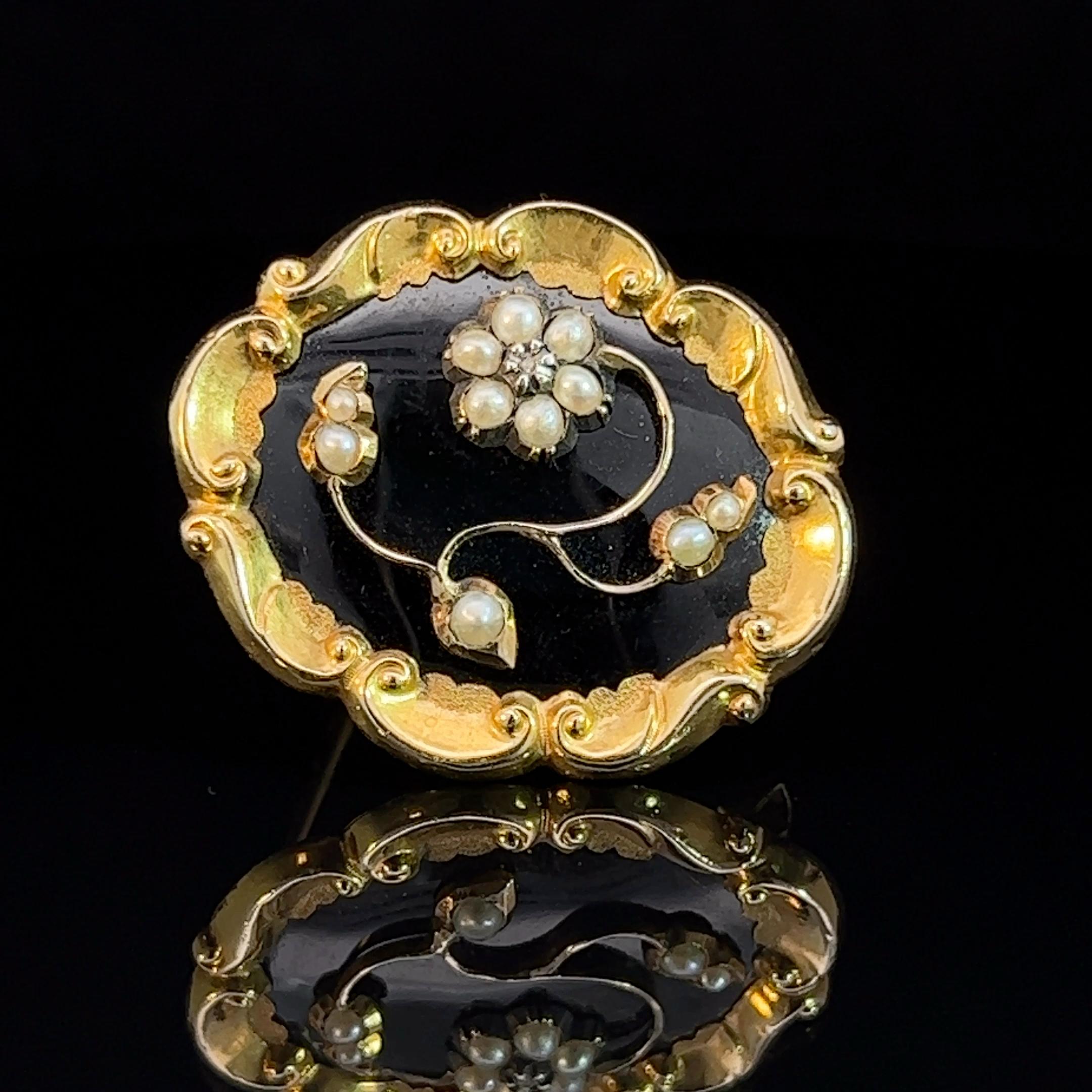 Early Victorian Mourning Brooch Circa 1840s 1
