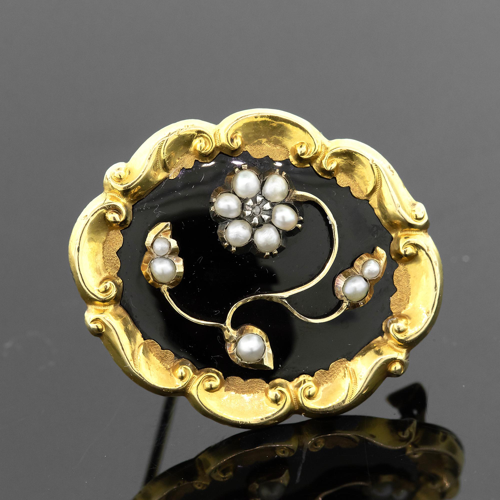Early Victorian Mourning Brooch Circa 1840s 2