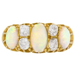 Early Victorian Opal and Diamond Ring, circa 1880s