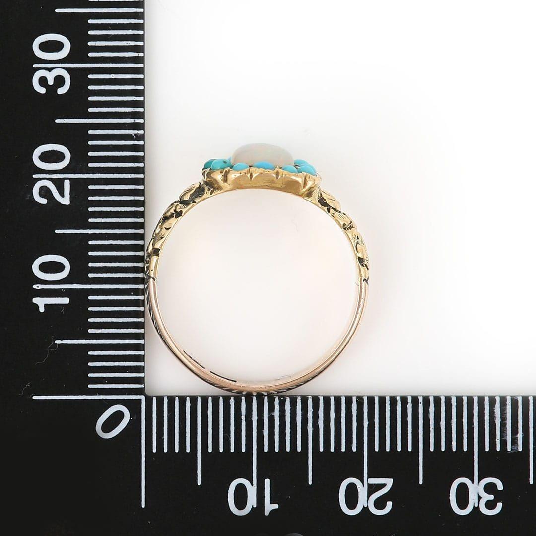 Early Victorian Opal and Turquoise Plaque Ring, circa 1840 8