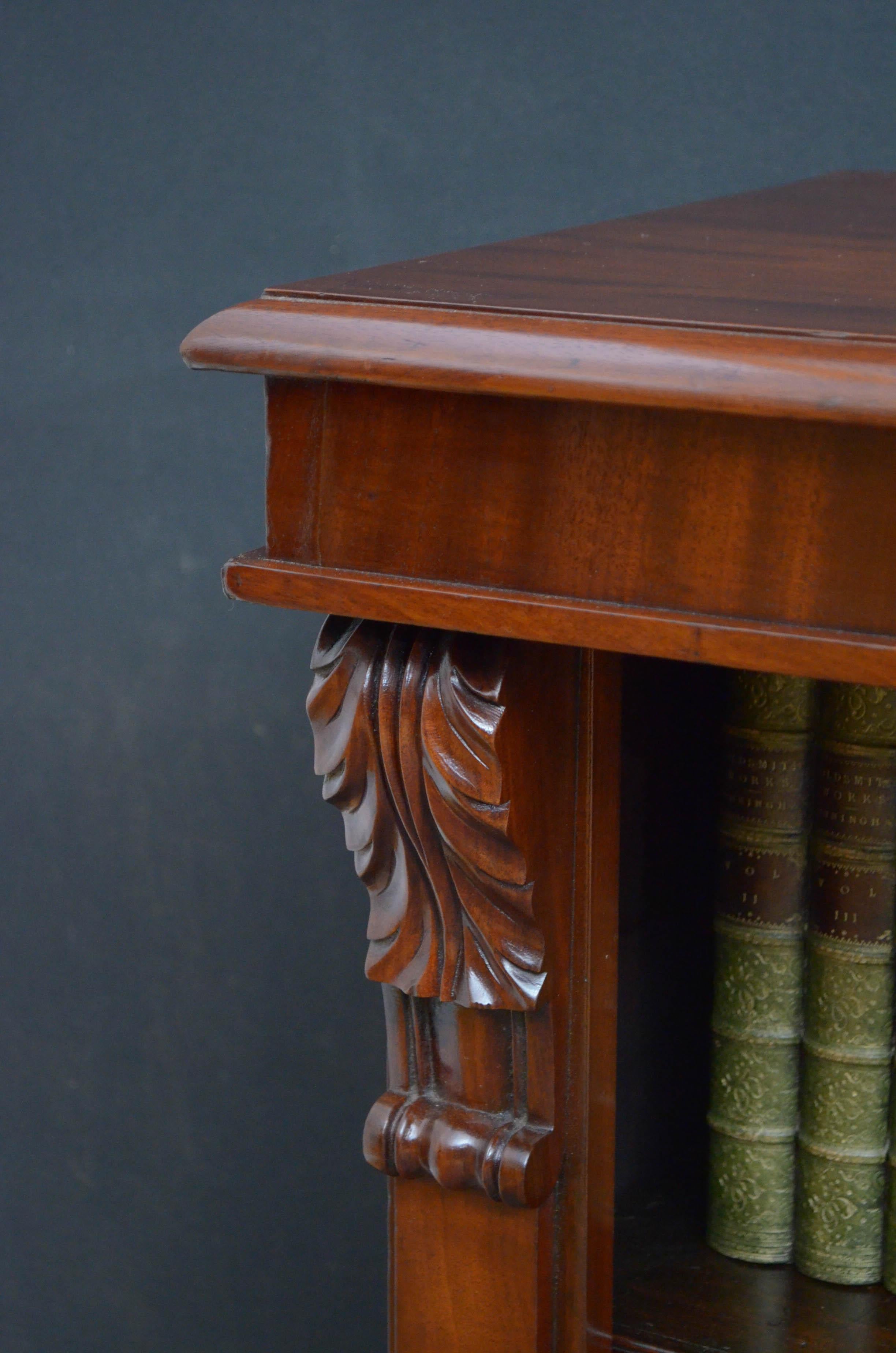 English Early Victorian Open Bookcase in Mahogany