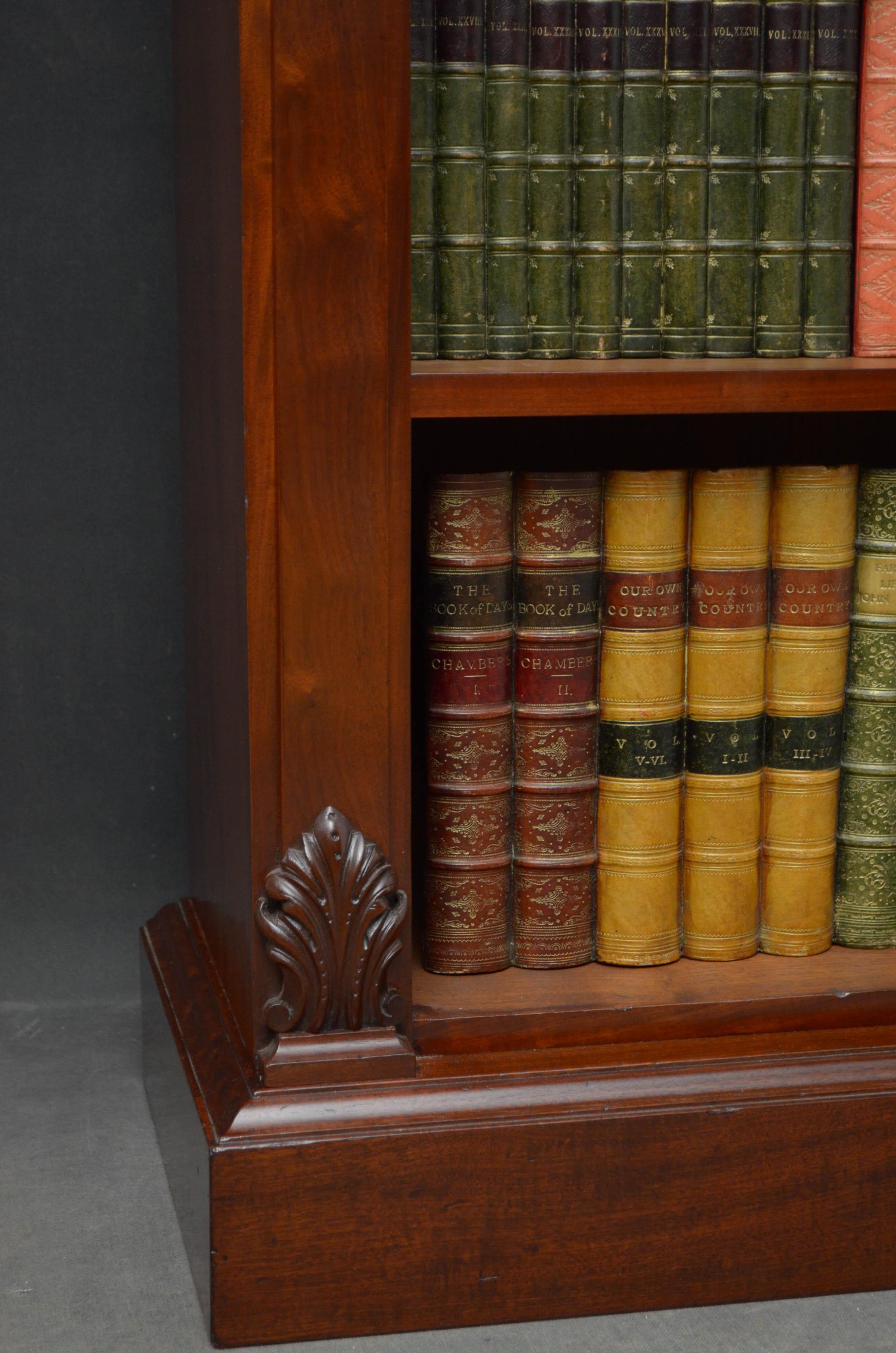 English Early Victorian Open Bookcase, Mahogany