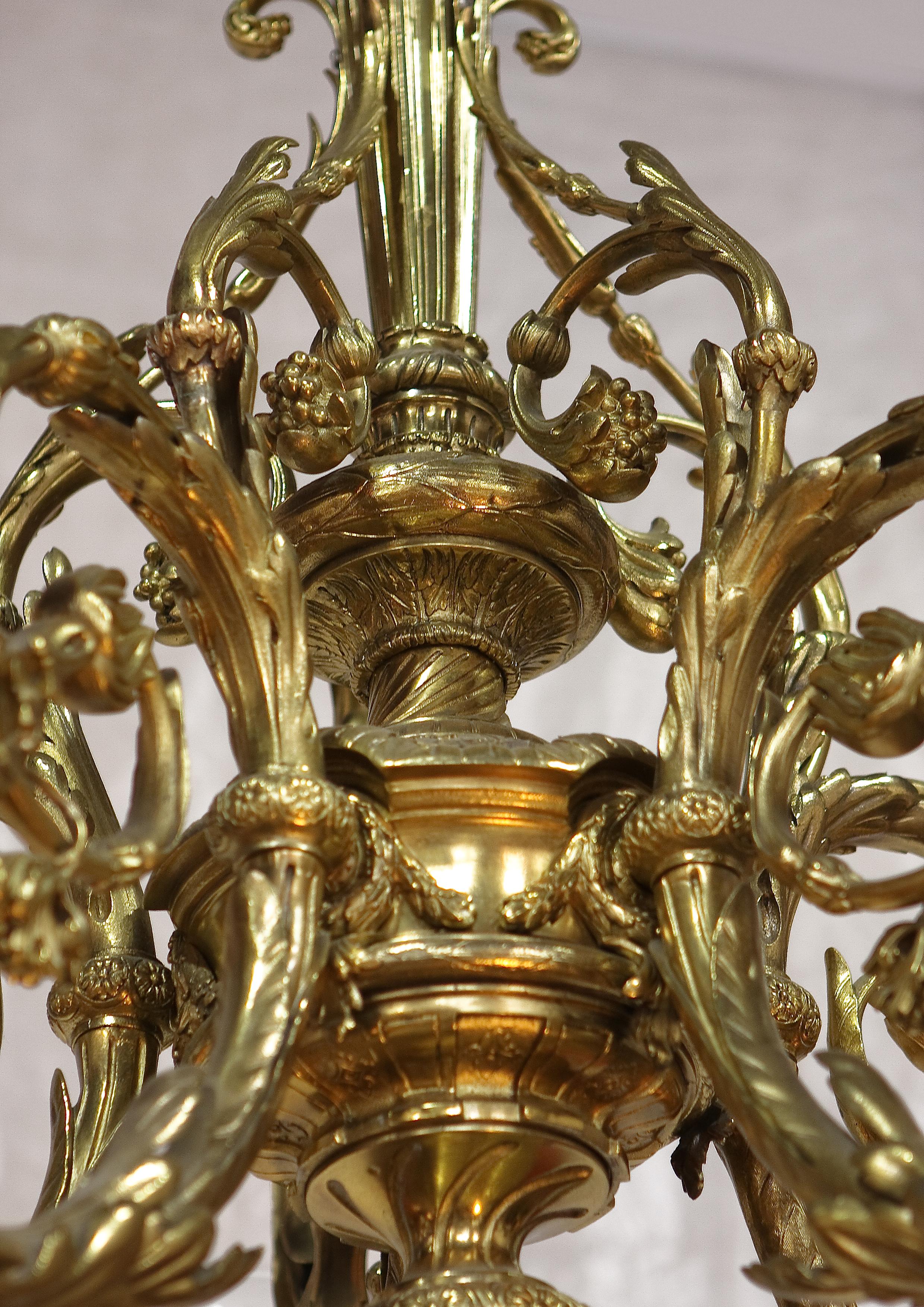 Early Victorian Ormolu Five-Branch Chandelier, Mid-19th Century In Good Condition For Sale In Heathfield, East Sussex