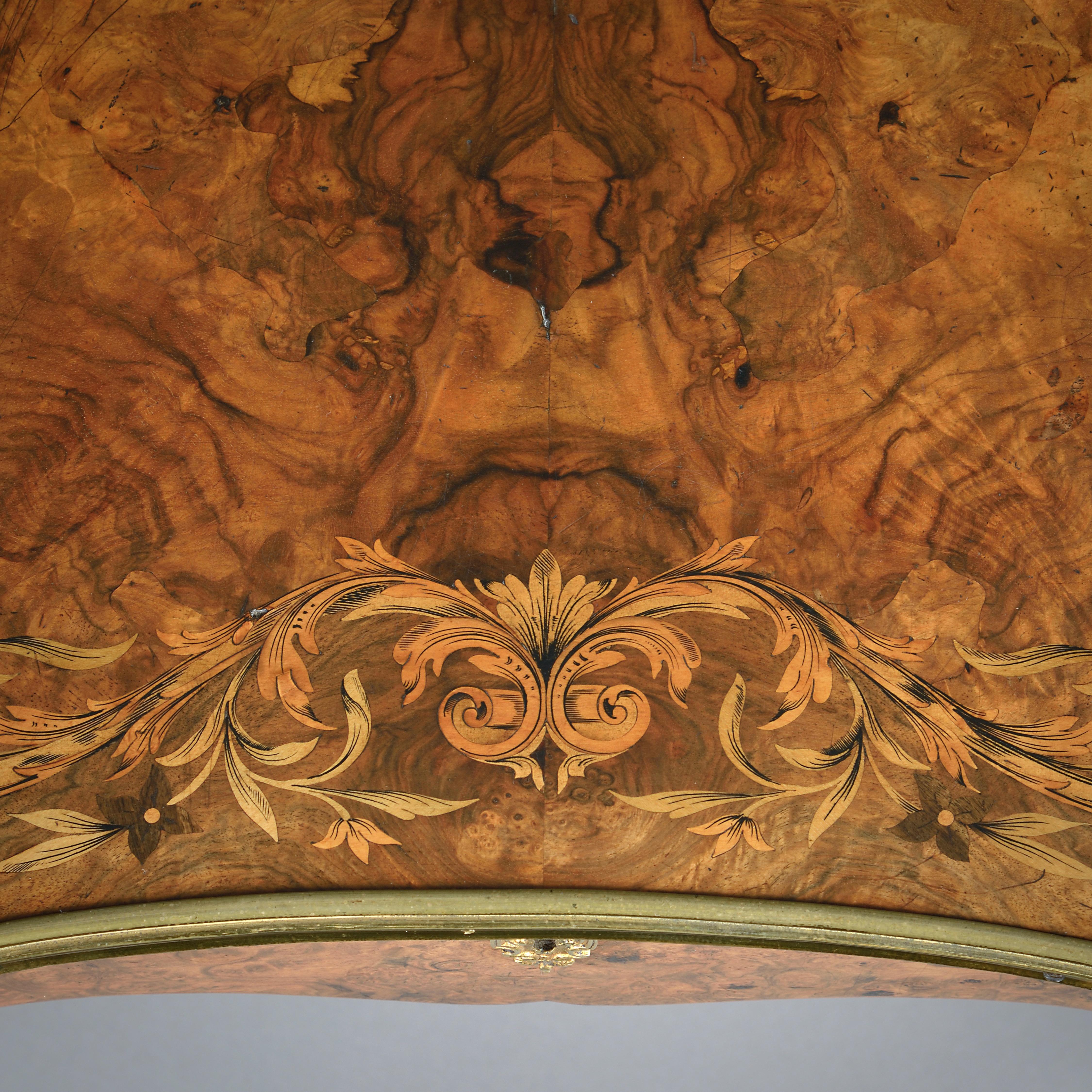 Early Victorian Ormolu-Mounted Burr-Walnut And Marquetry Writing-Table For Sale 1
