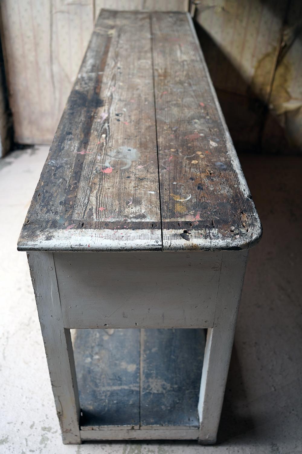 Early Victorian Painted Pine Pot-Board Dresser Base, c.1840 7