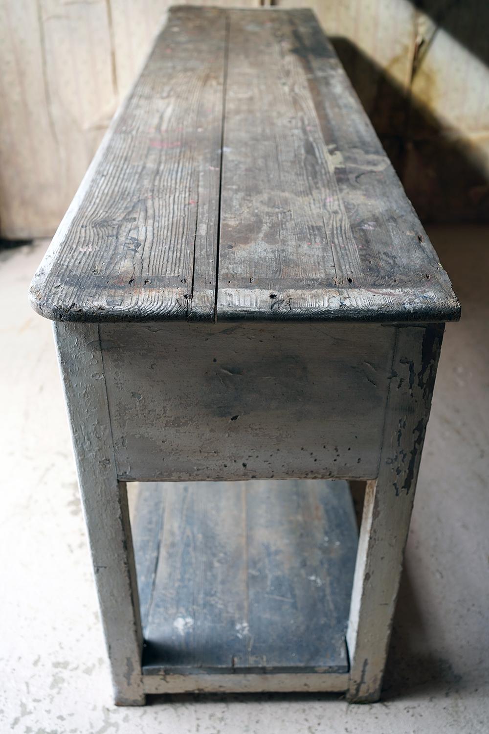Early Victorian Painted Pine Pot-Board Dresser Base, c.1840 3