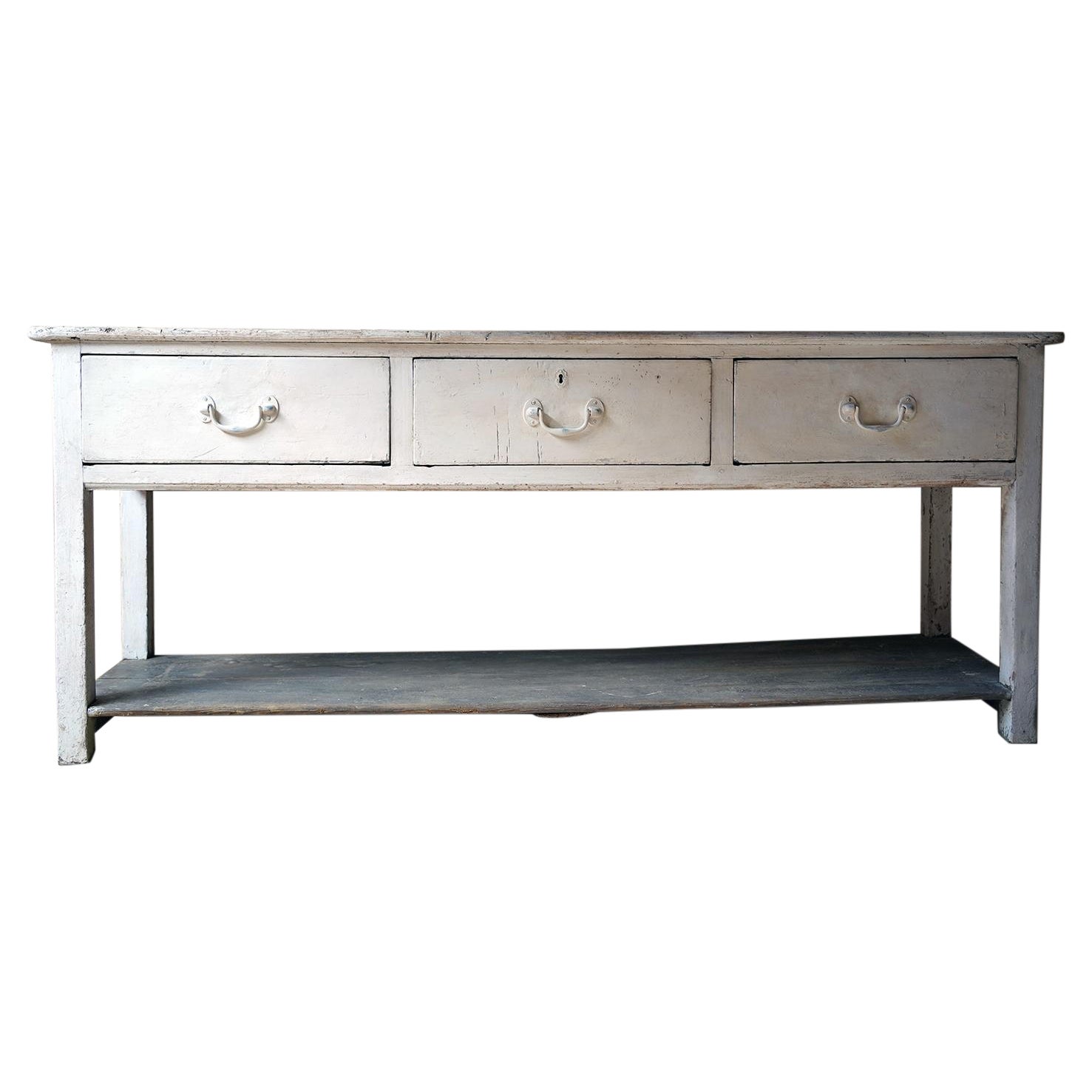 Early Victorian Painted Pine Pot-Board Dresser Base, c.1840