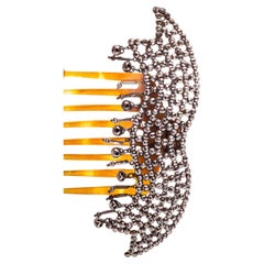 Early Victorian Pave Cut Steel Hair Comb