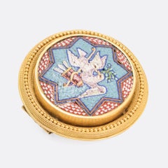 Early Victorian "Peace & Love" Micromosaic Brooch