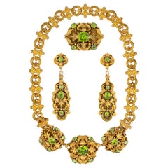 Antique Early Victorian Peridot and Gold Parure