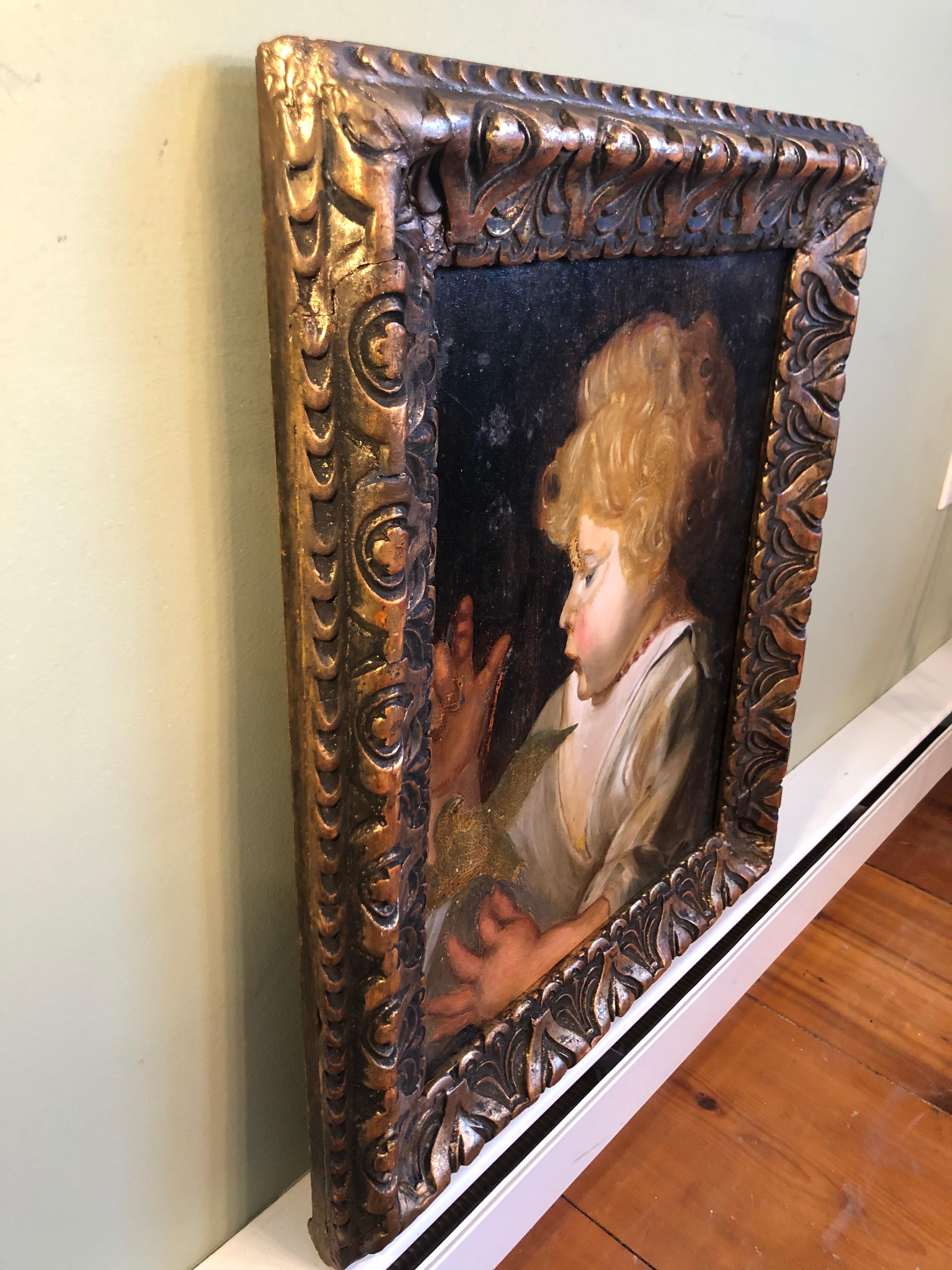 Early Victorian Portrait of a Child with Bird 13