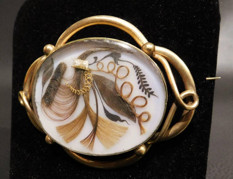 Early Victorian Remembrance Mourning Hair Pin Brooch, circa 1840 For ...