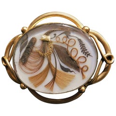 Early Victorian Remembrance Mourning Hair Pin Brooch, circa 1840
