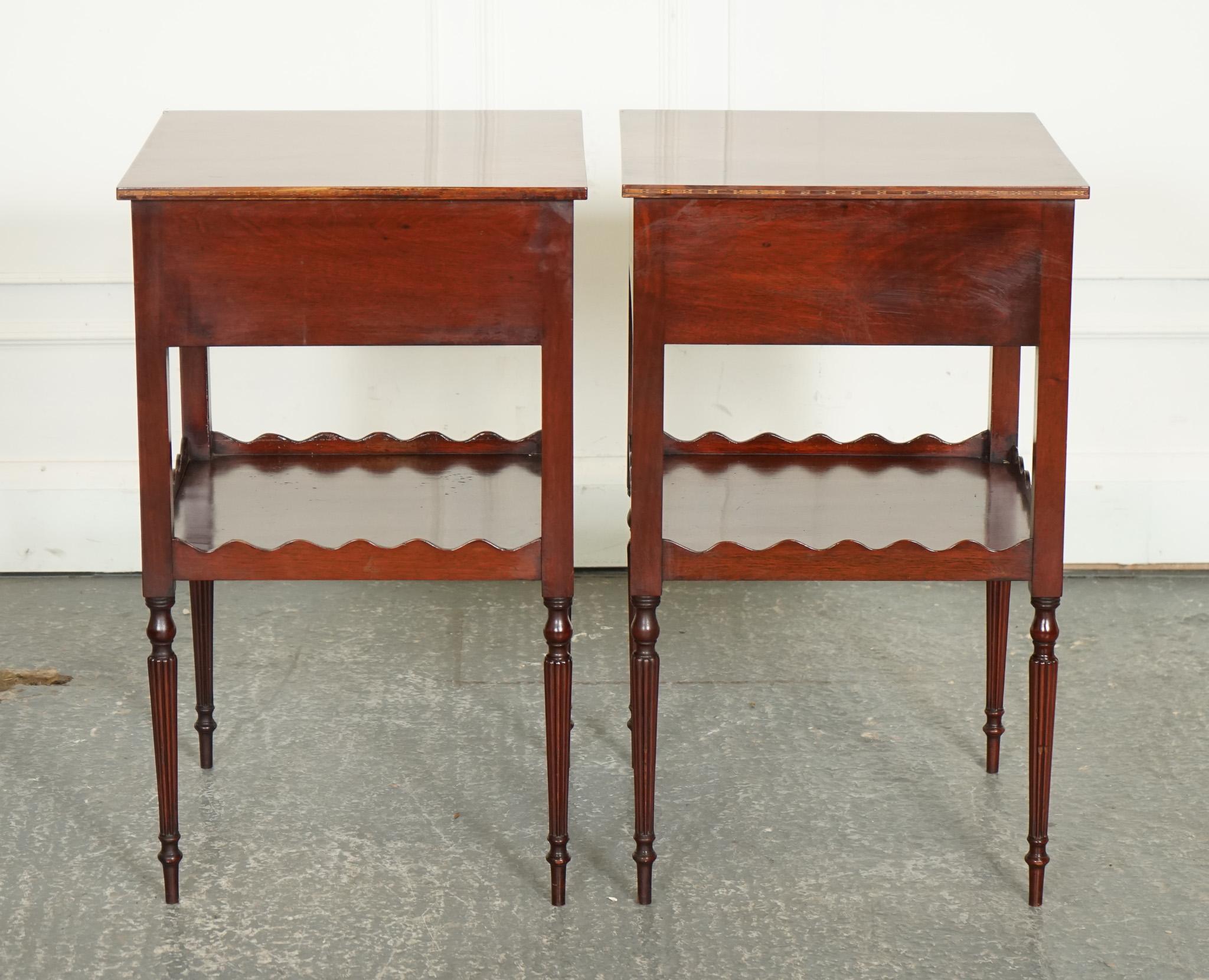 British EARLY ViCTORIAN RESTORED PAIR OF SHERATON STYLE BEDSIDE NIGHTSTAND SIDE TABLES
