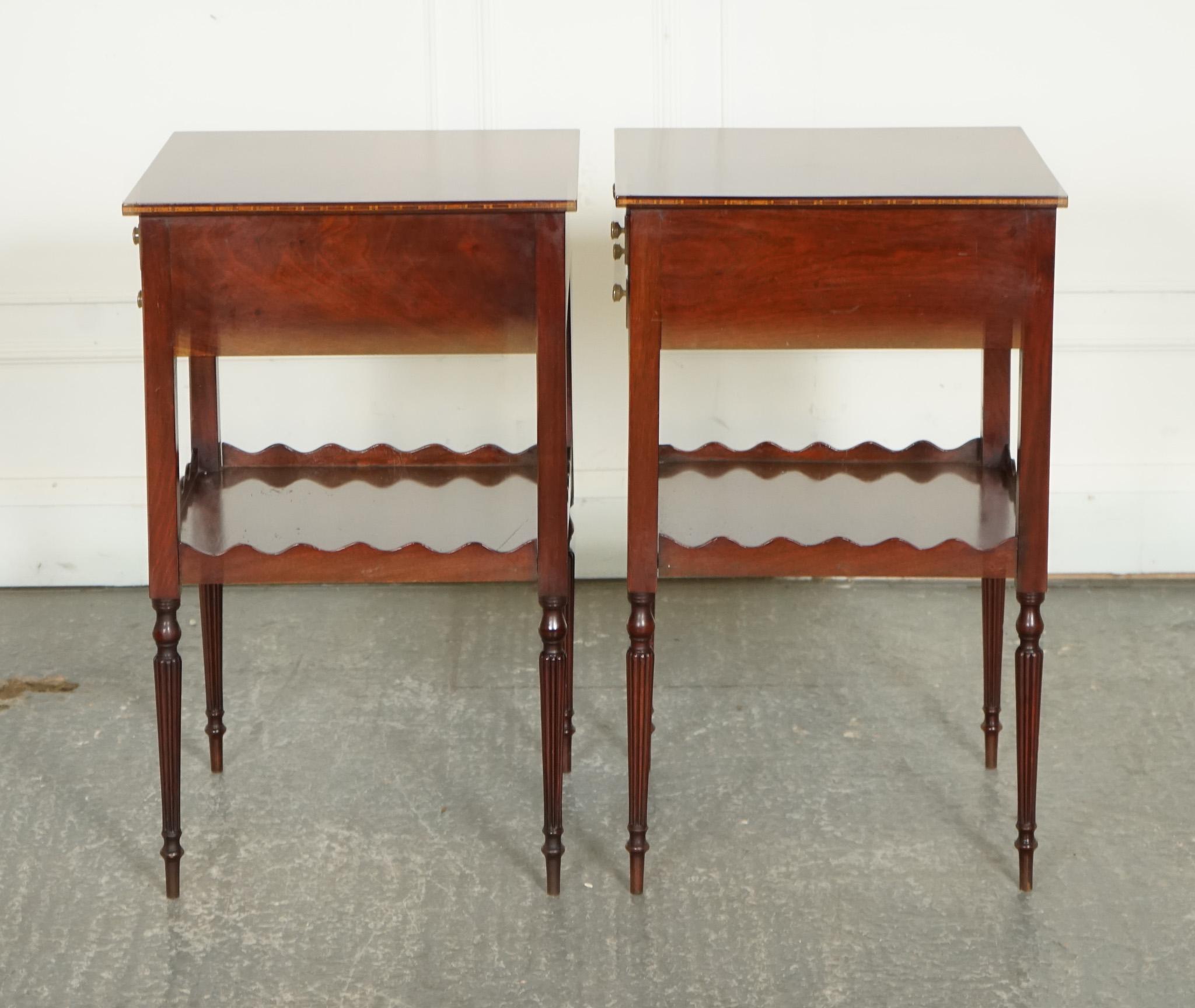 Hand-Crafted EARLY ViCTORIAN RESTORED PAIR OF SHERATON STYLE BEDSIDE NIGHTSTAND SIDE TABLES