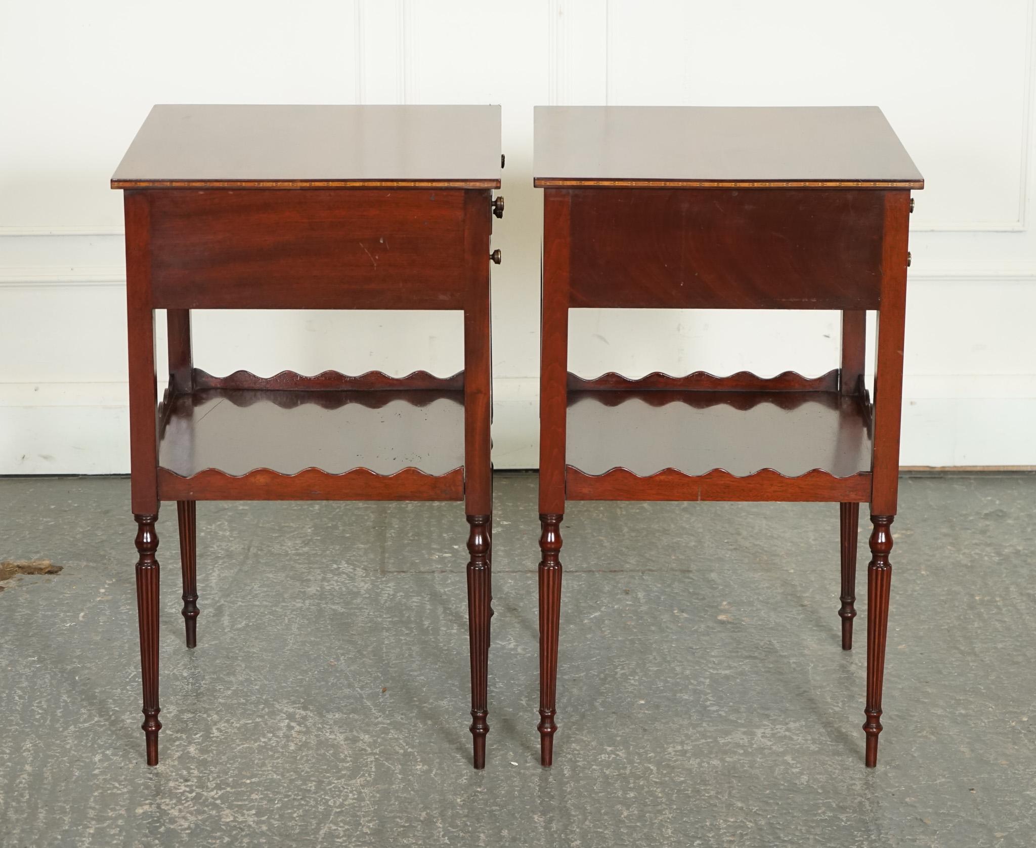 EARLY ViCTORIAN RESTORED PAIR OF SHERATON STYLE BEDSIDE NIGHTSTAND SIDE TABLES In Good Condition In Pulborough, GB