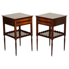 EARLY ViCTORIAN RESTORED PAIR OF SHERATON STYLE BEDSIDE NIGHTSTAND SIDE TABLES