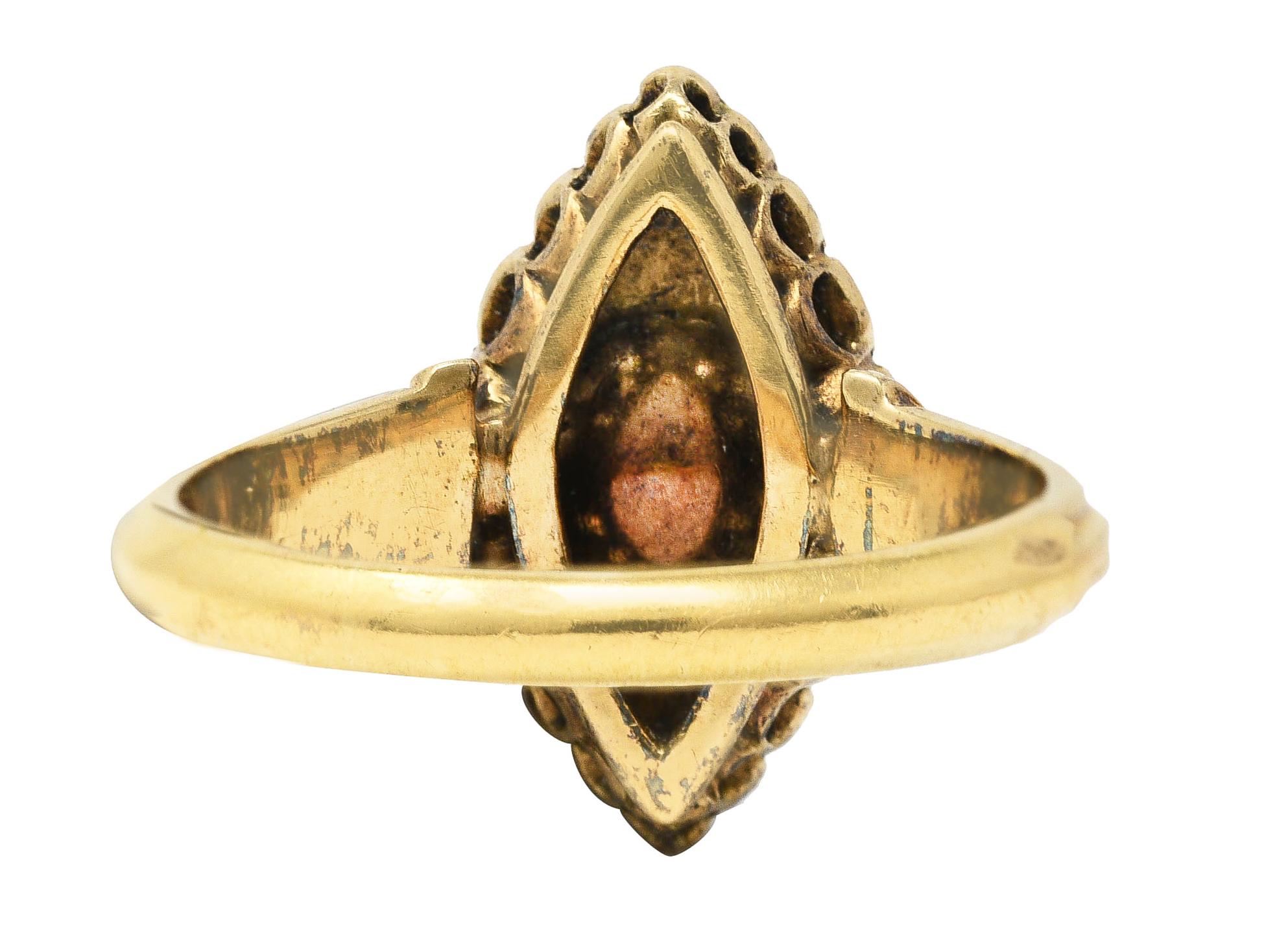 Women's or Men's Early Victorian Rose Cut Diamond 18 Karat Yellow Gold Antique Alternative Ring