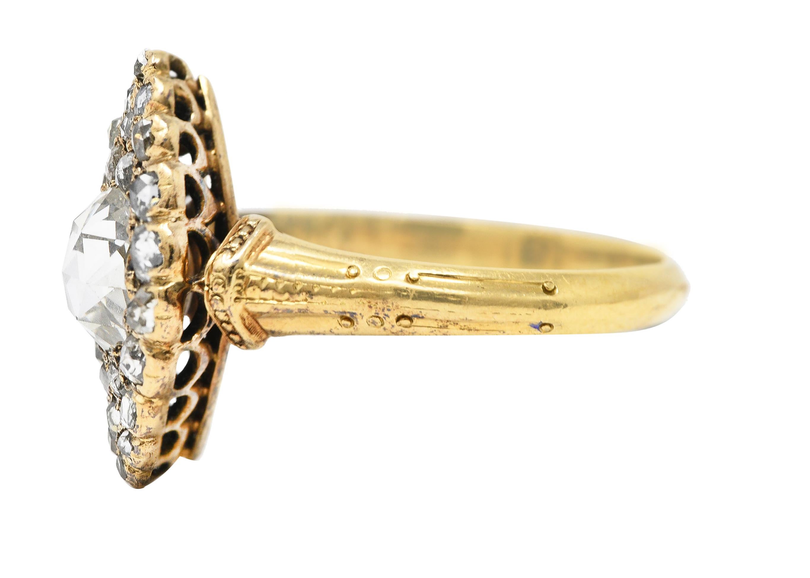 Early Victorian Rose Cut Diamond 18 Karat Yellow Gold Antique Alternative Ring 1