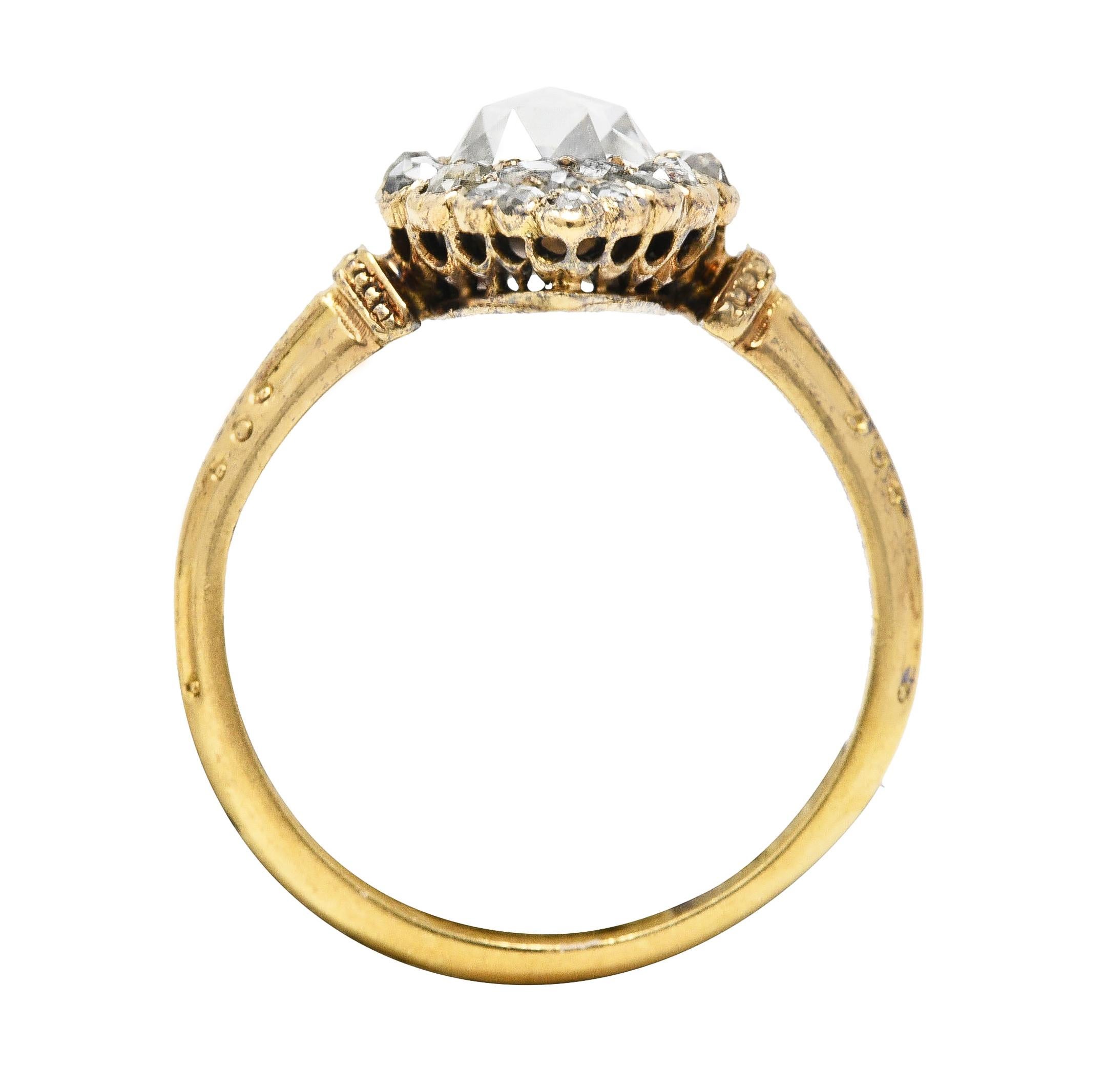 Early Victorian Rose Cut Diamond 18 Karat Yellow Gold Antique Alternative Ring 3