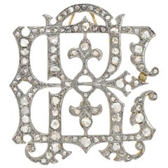 Early Victorian Rose Cut Diamond "ER" Monogrammed Pin/Pendant