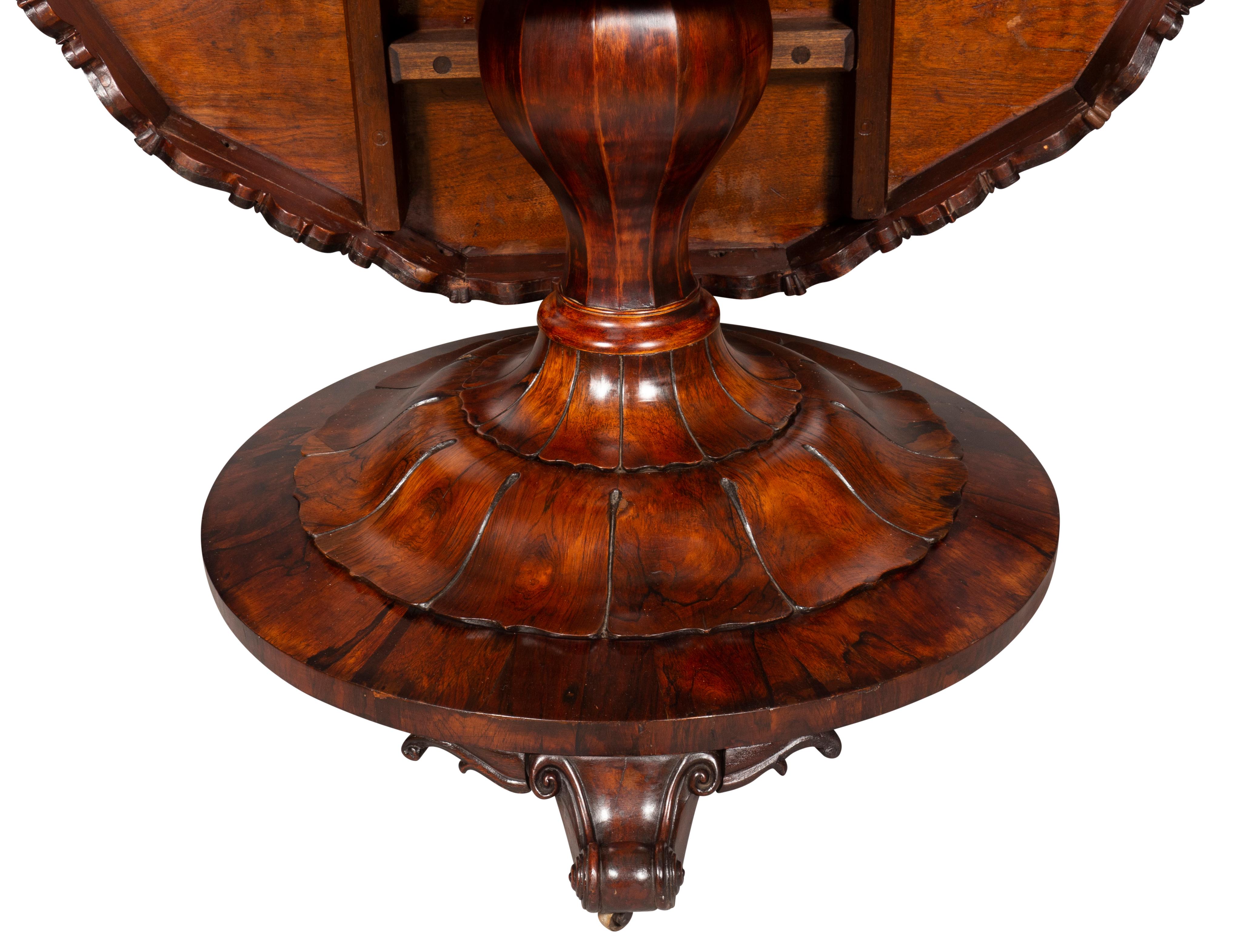 Early Victorian Rosewood, Burl Walnut and Elm Center Table For Sale 4