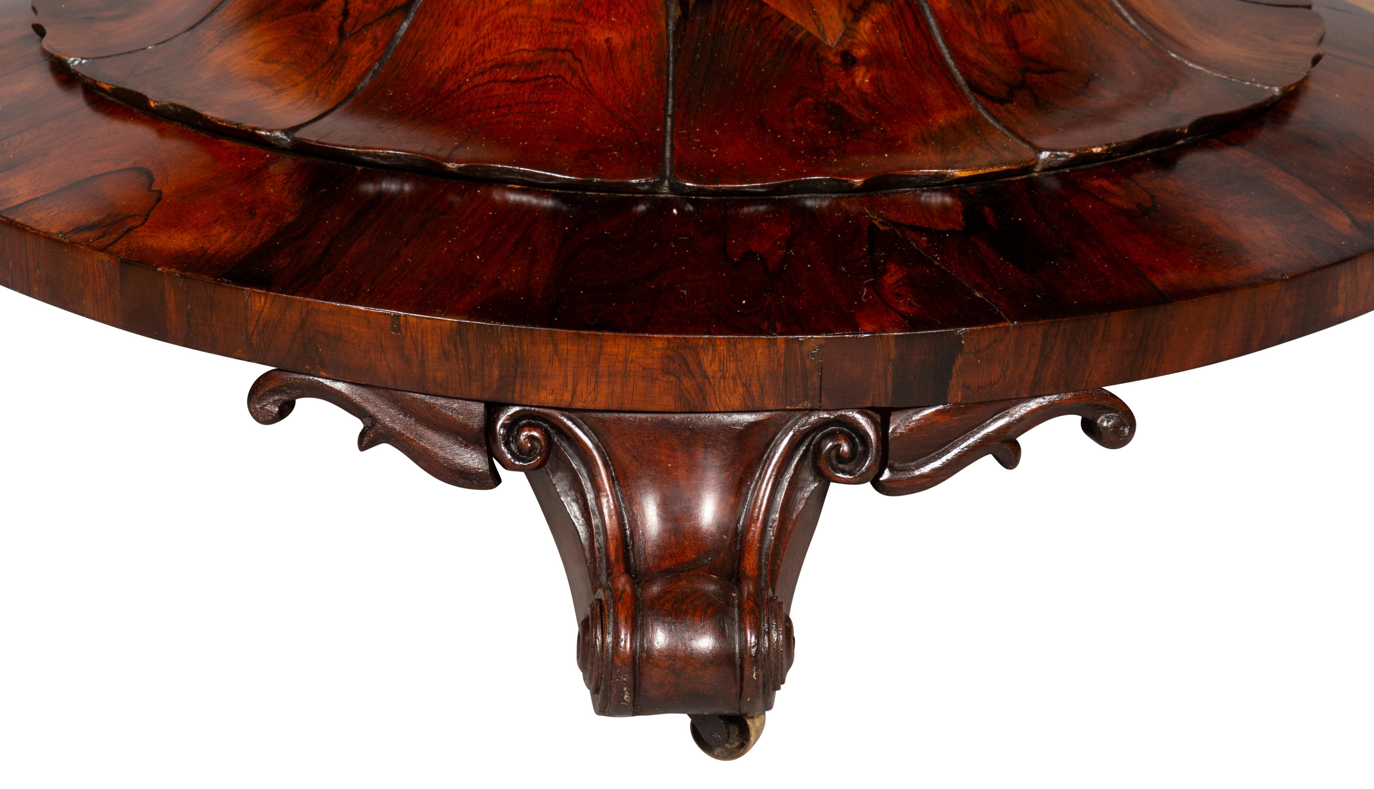 Early Victorian Rosewood, Burl Walnut and Elm Center Table For Sale 6