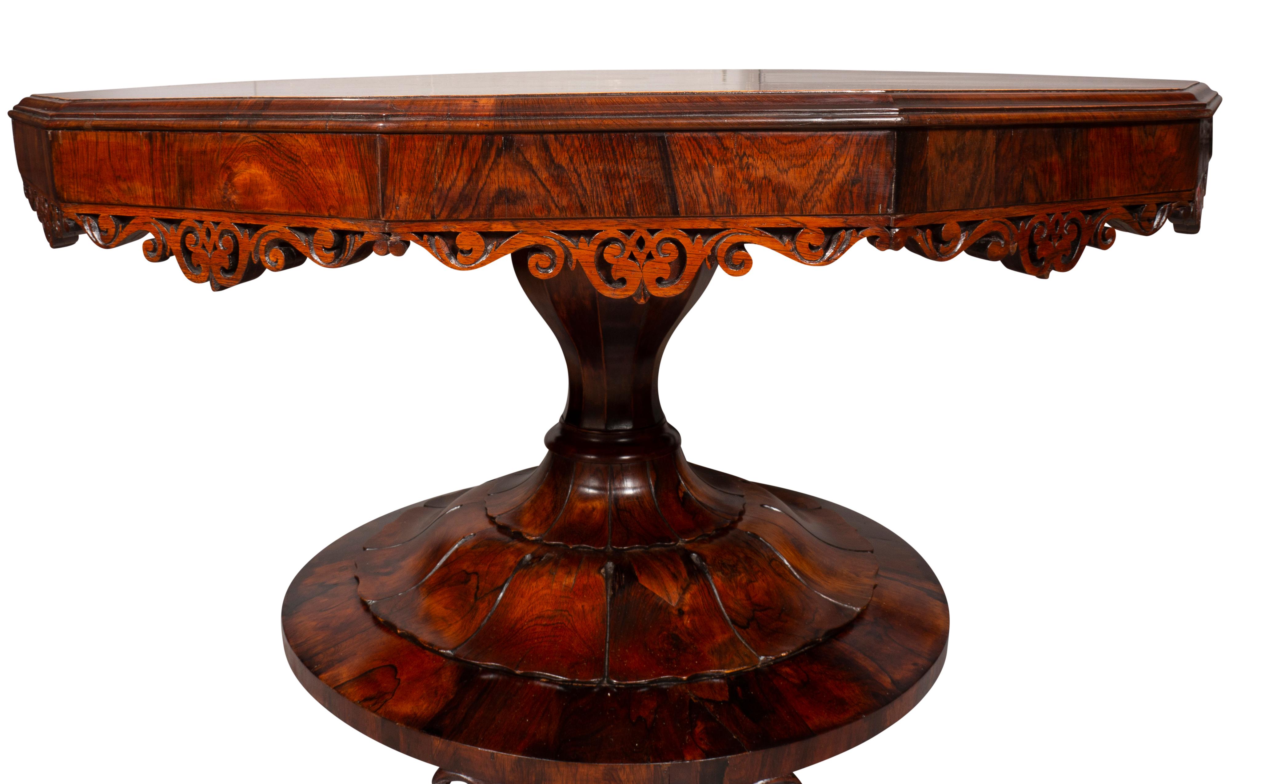 Early Victorian Rosewood, Burl Walnut and Elm Center Table For Sale 7
