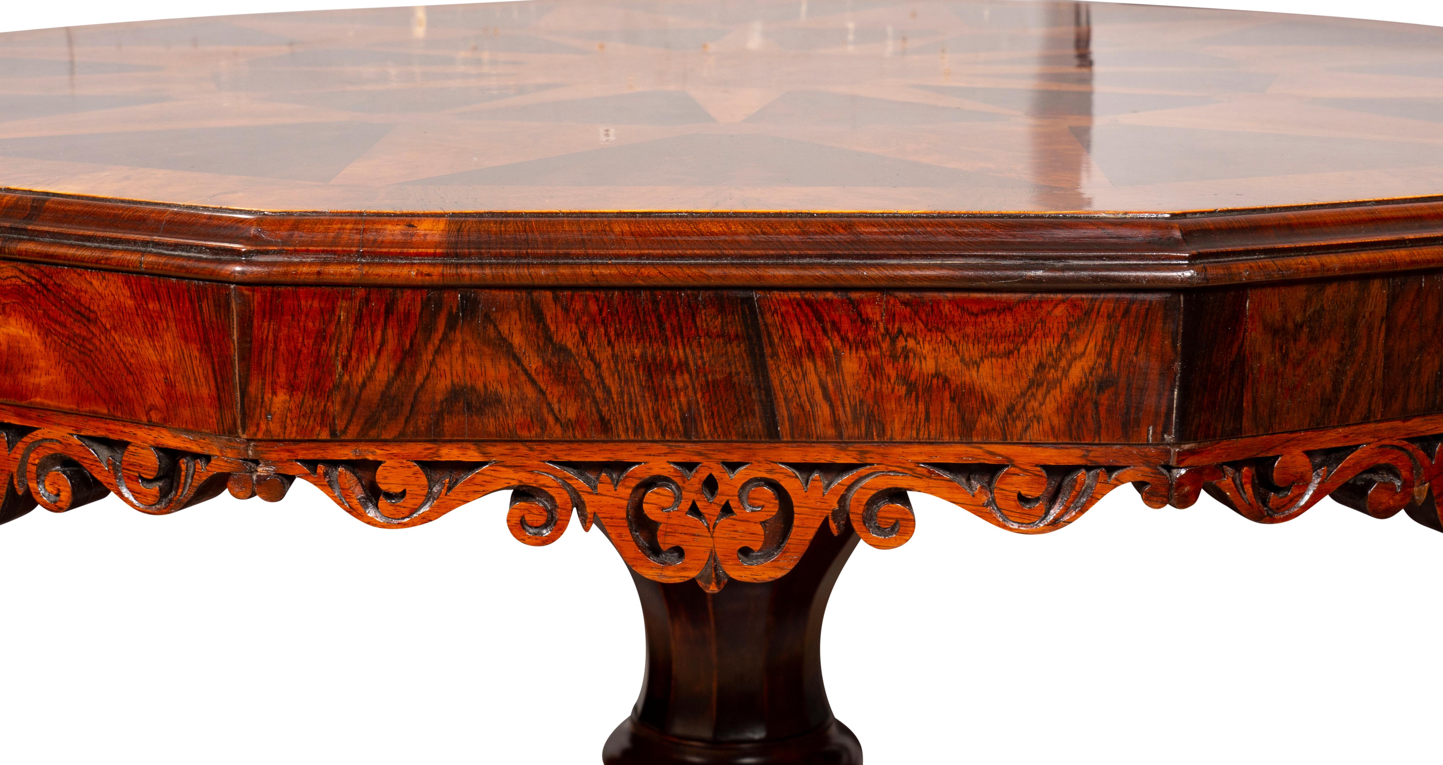 Early Victorian Rosewood, Burl Walnut and Elm Center Table For Sale 10