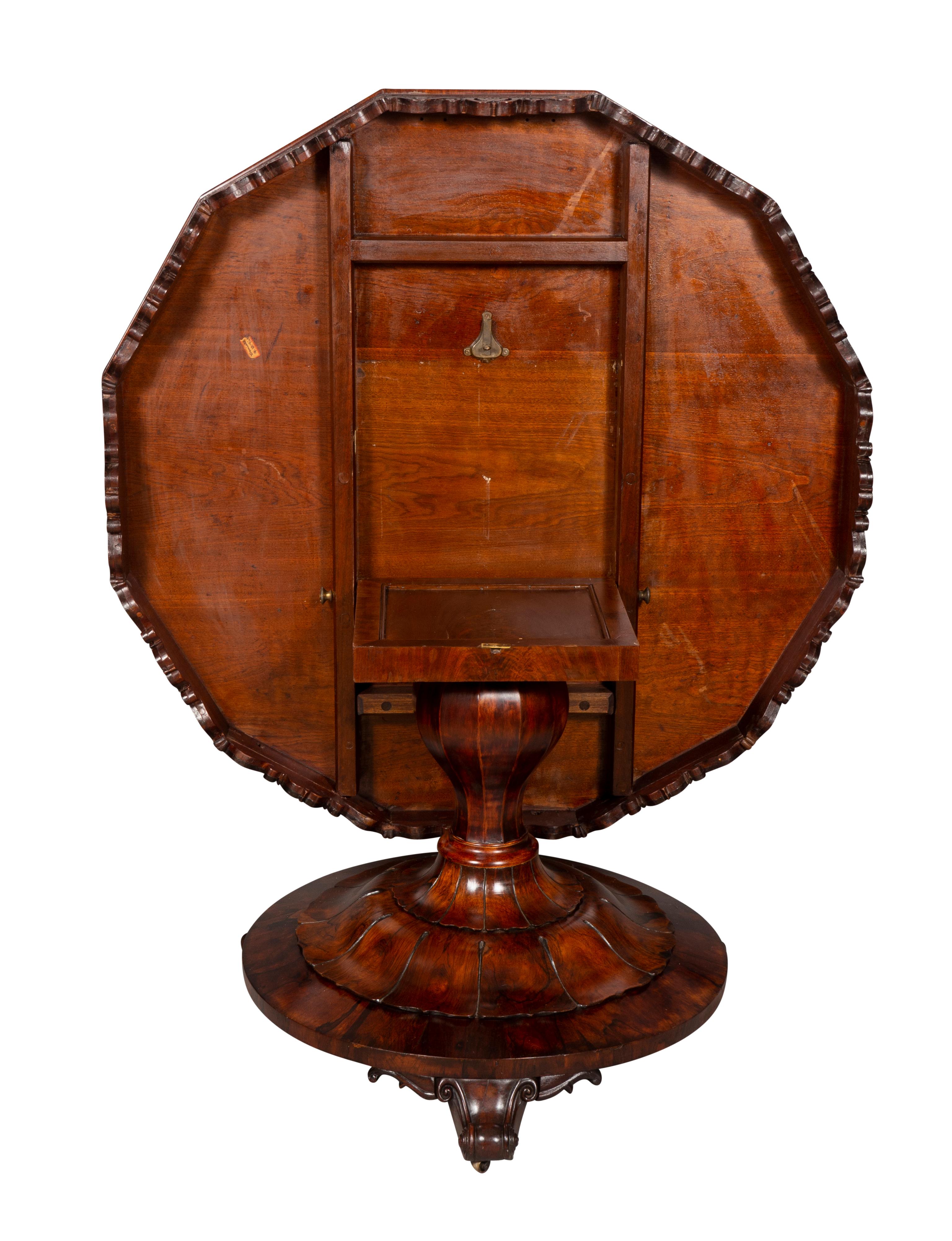 Early Victorian Rosewood, Burl Walnut and Elm Center Table In Good Condition For Sale In Essex, MA