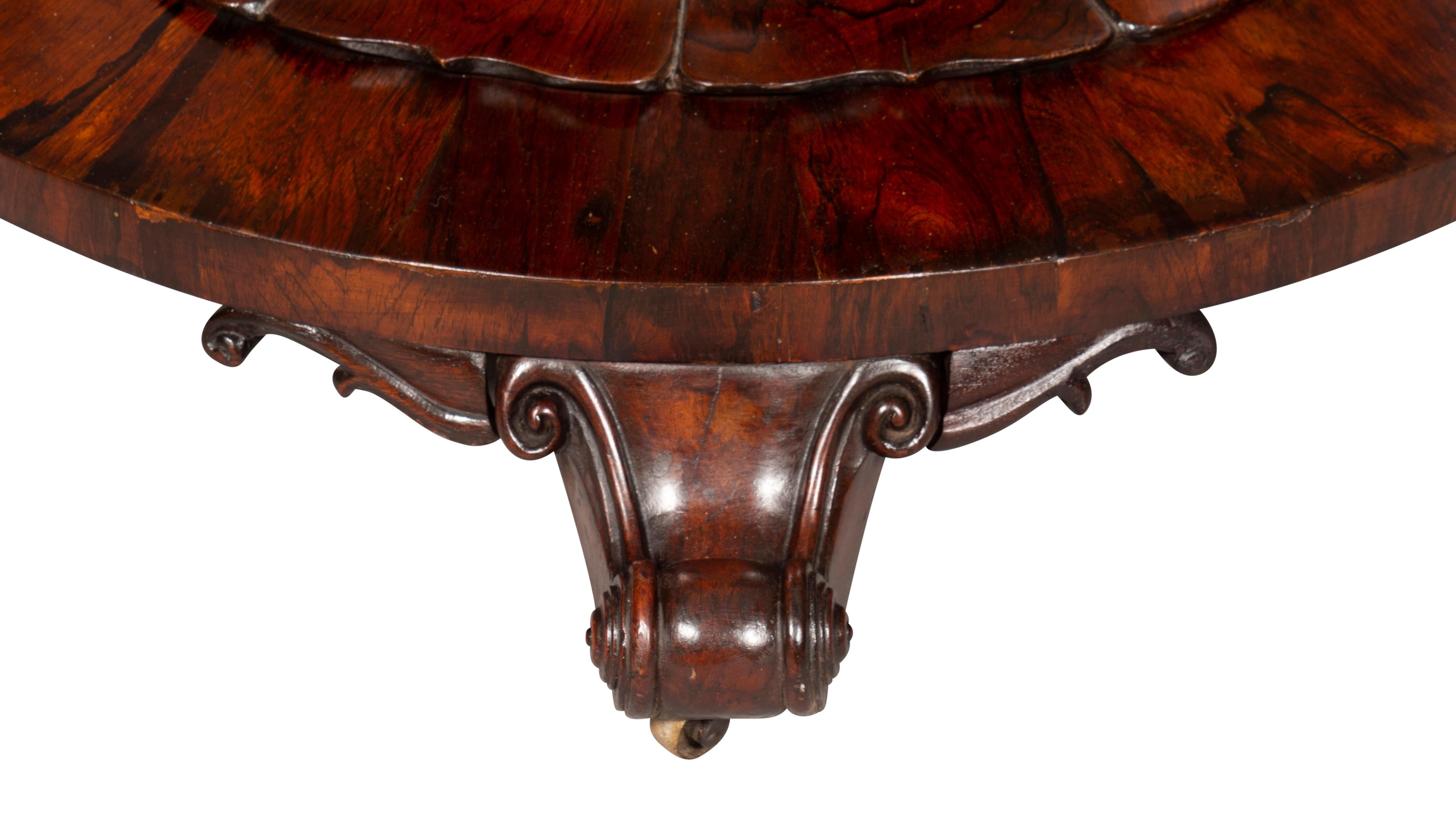 Early Victorian Rosewood, Burl Walnut and Elm Center Table For Sale 3