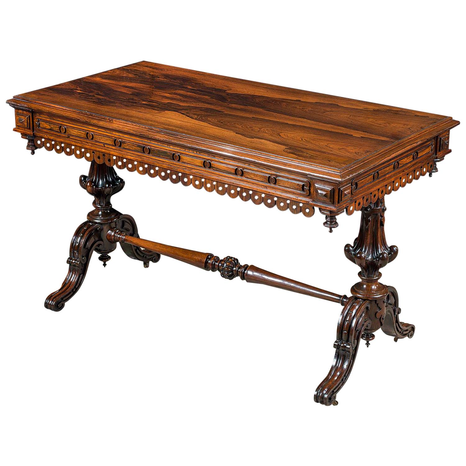 Mesa de centro o biblioteca victoriana antigua de palisandro