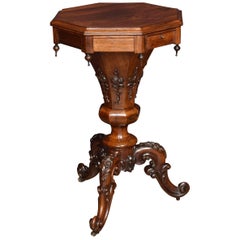 Early Victorian Rosewood Octagonal Sewing Table