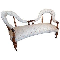 Early Victorian Rosewood Two-Seat Settee