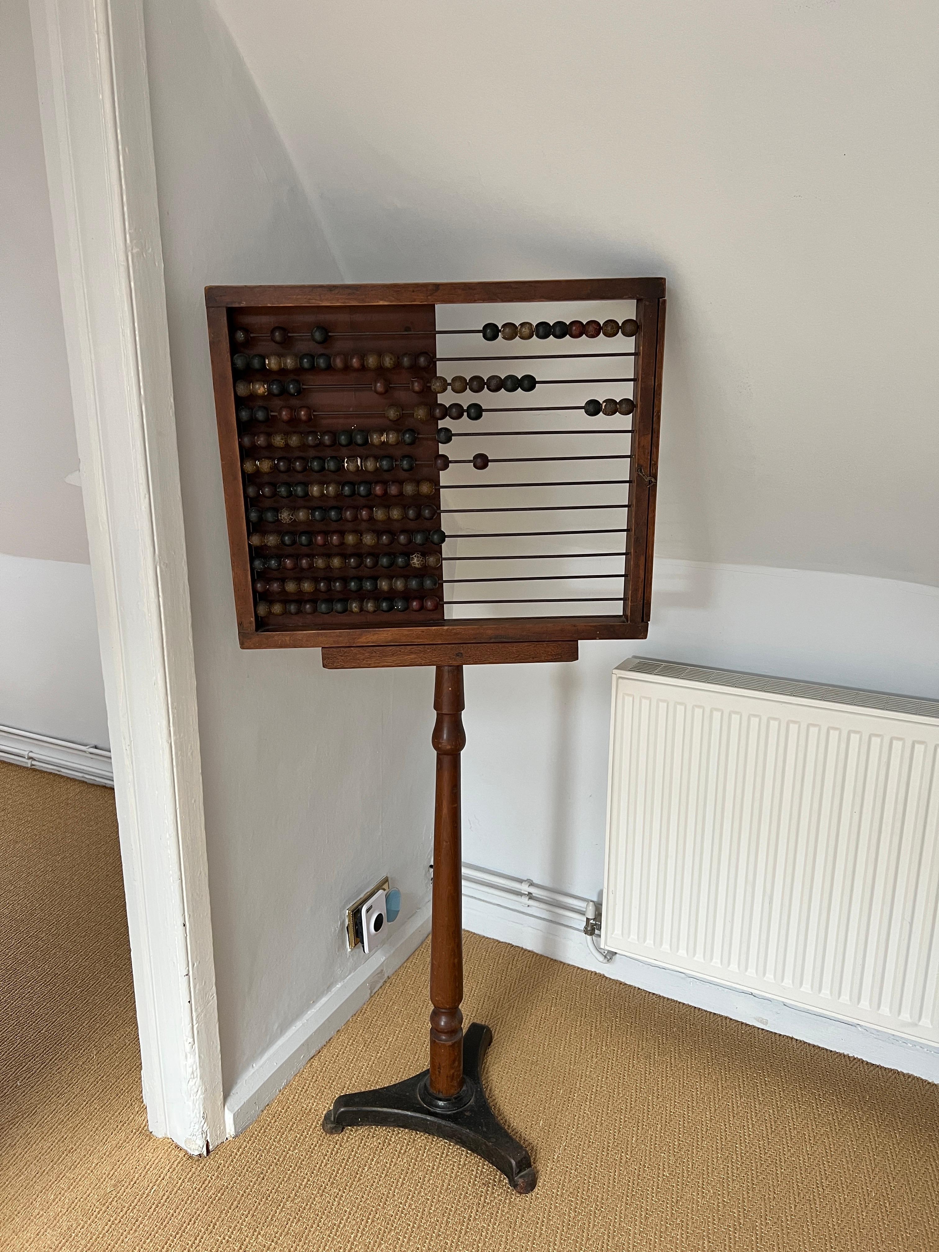 This unusual early Victorian Abacus is so decorative, turned column & picture frame top with 12 rows of coloured balls, fantastic unrestored condition.