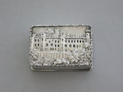 Early Victorian Silver Castle-Top Vinaigrette - Warwick Castle By N Mills 1838