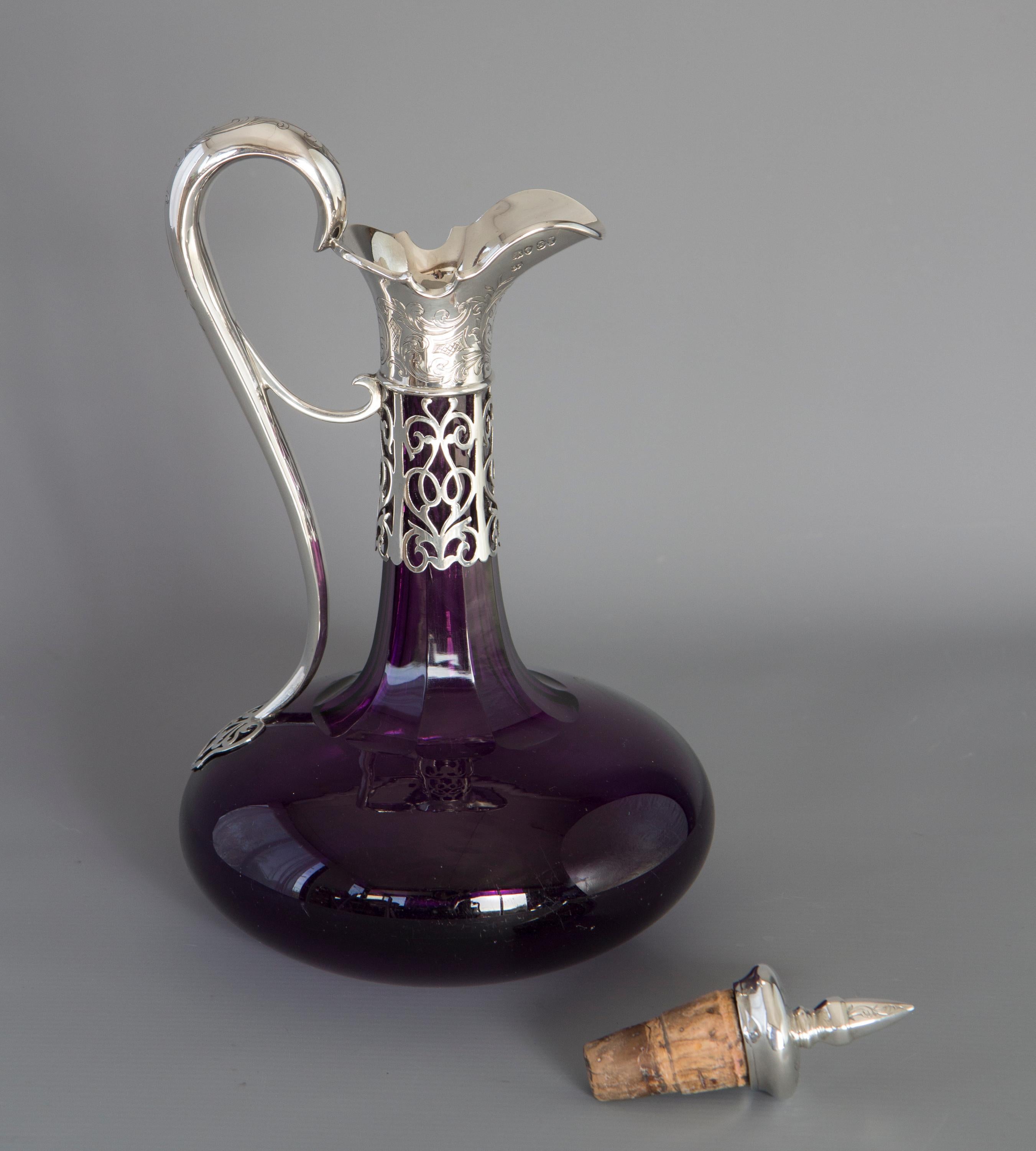 British Early Victorian Silver Claret Jug / Decanter, London 1839 by Reily and Storer
