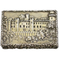 Antique Early Victorian Silver Gilt Castle-Top Vinaigrette 'Warwick Castle' N Mills 1838