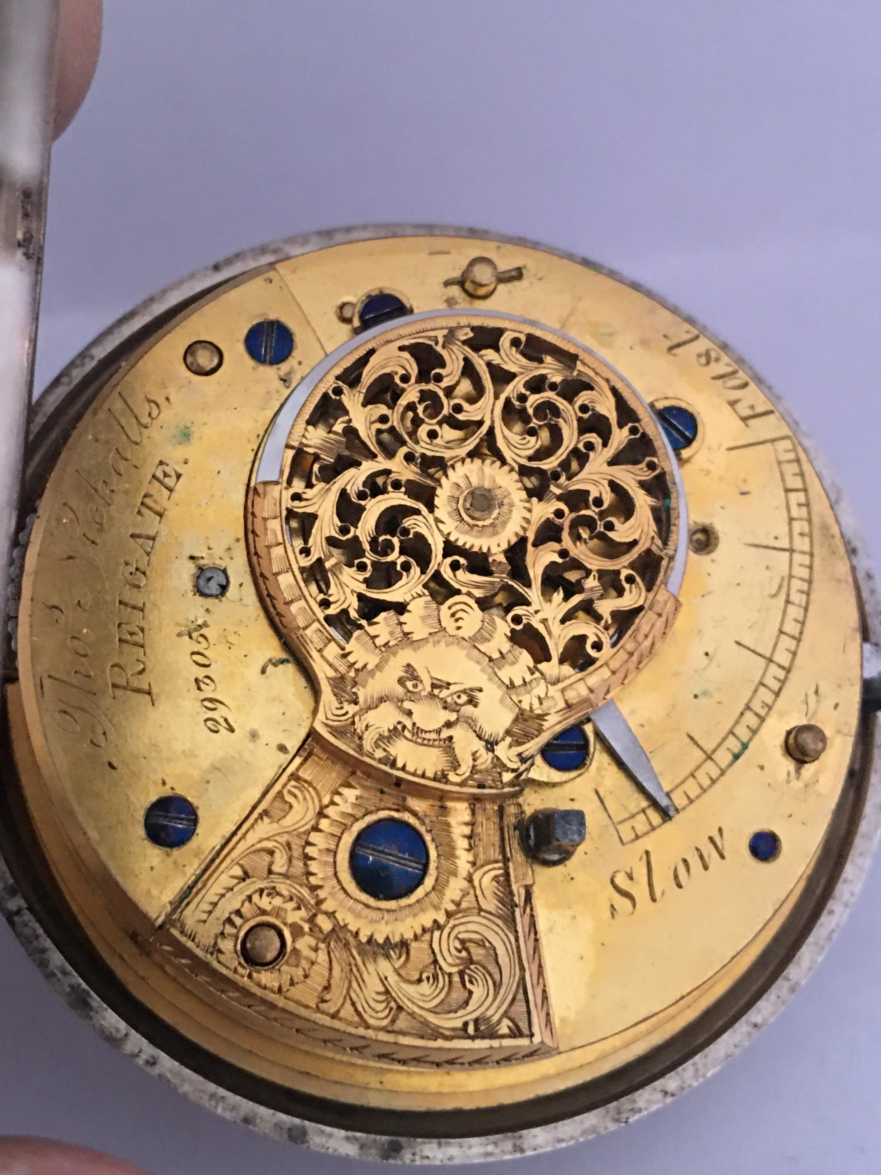 Early Victorian Silver Pair of Cased Verge Pocket Watch, London, circa 1840 For Sale 5