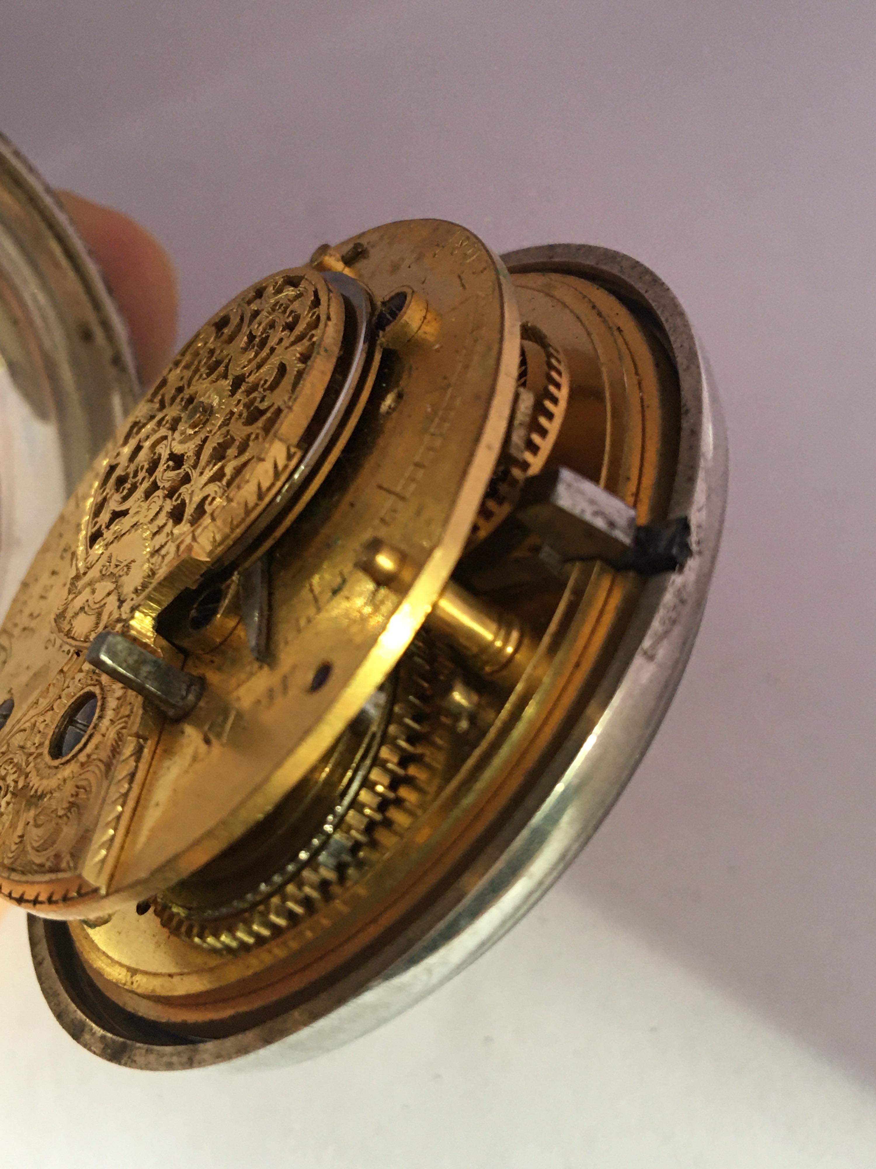 Early Victorian Silver Pair of Cased Verge Pocket Watch, London, circa 1840 For Sale 7