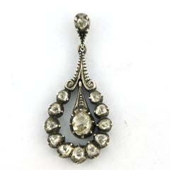 Antique Early victorian Silver pendant with rose cut diamonds. 1.80ct – G/H – SI