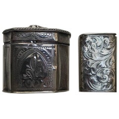 Antique Early Victorian Silver Vesta Case, Birmingham and Dutch Silver Box