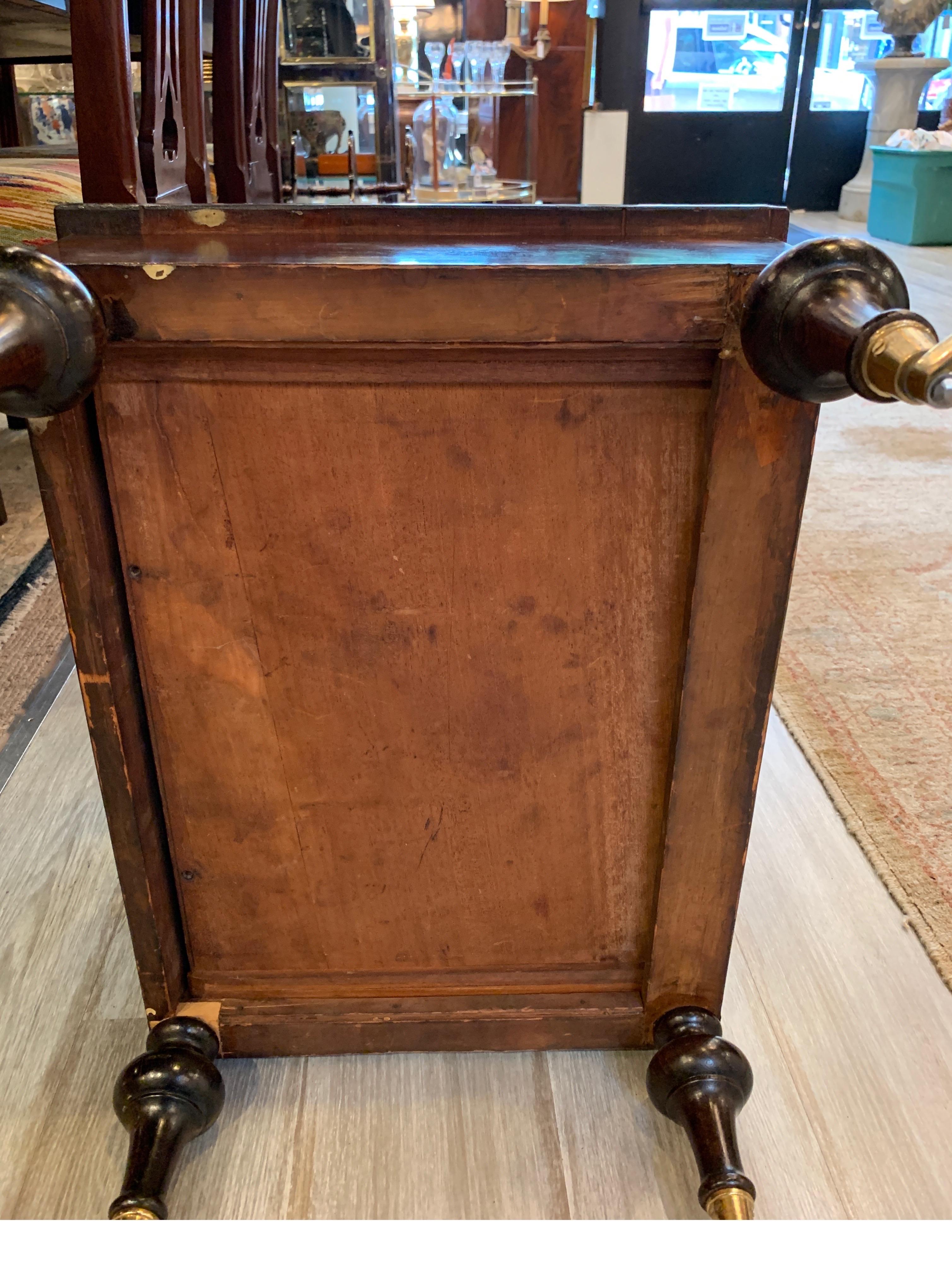 Early Victorian Solid Rosewood Three-Section Canterbury with Drawer and Casters For Sale 12