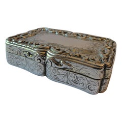 Early Victorian Solid Silver Snuff Box by silver maker Nathaniel Mills Assayed