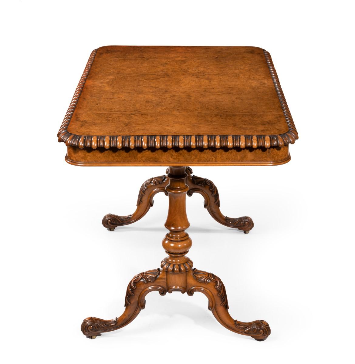 English Early Victorian Solid Walnut Library Table Made for Gillows by John Barrow For Sale
