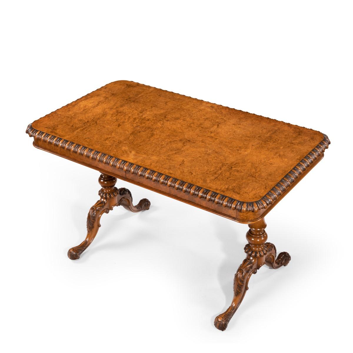 Mid-19th Century Early Victorian Solid Walnut Library Table Made for Gillows by John Barrow For Sale