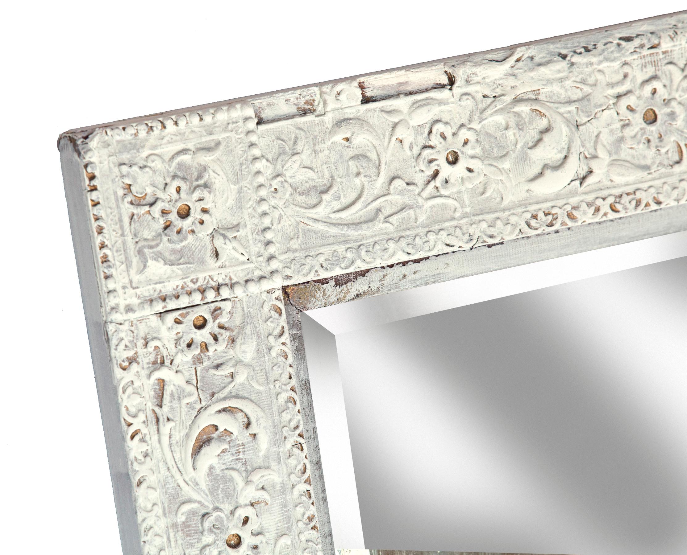Early Victorian Square Beveled Mirror in Antique White  In Good Condition In Malibu, CA
